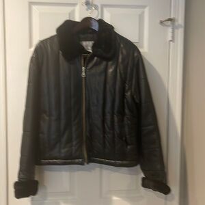 Ladies Leather Bomber Jacket